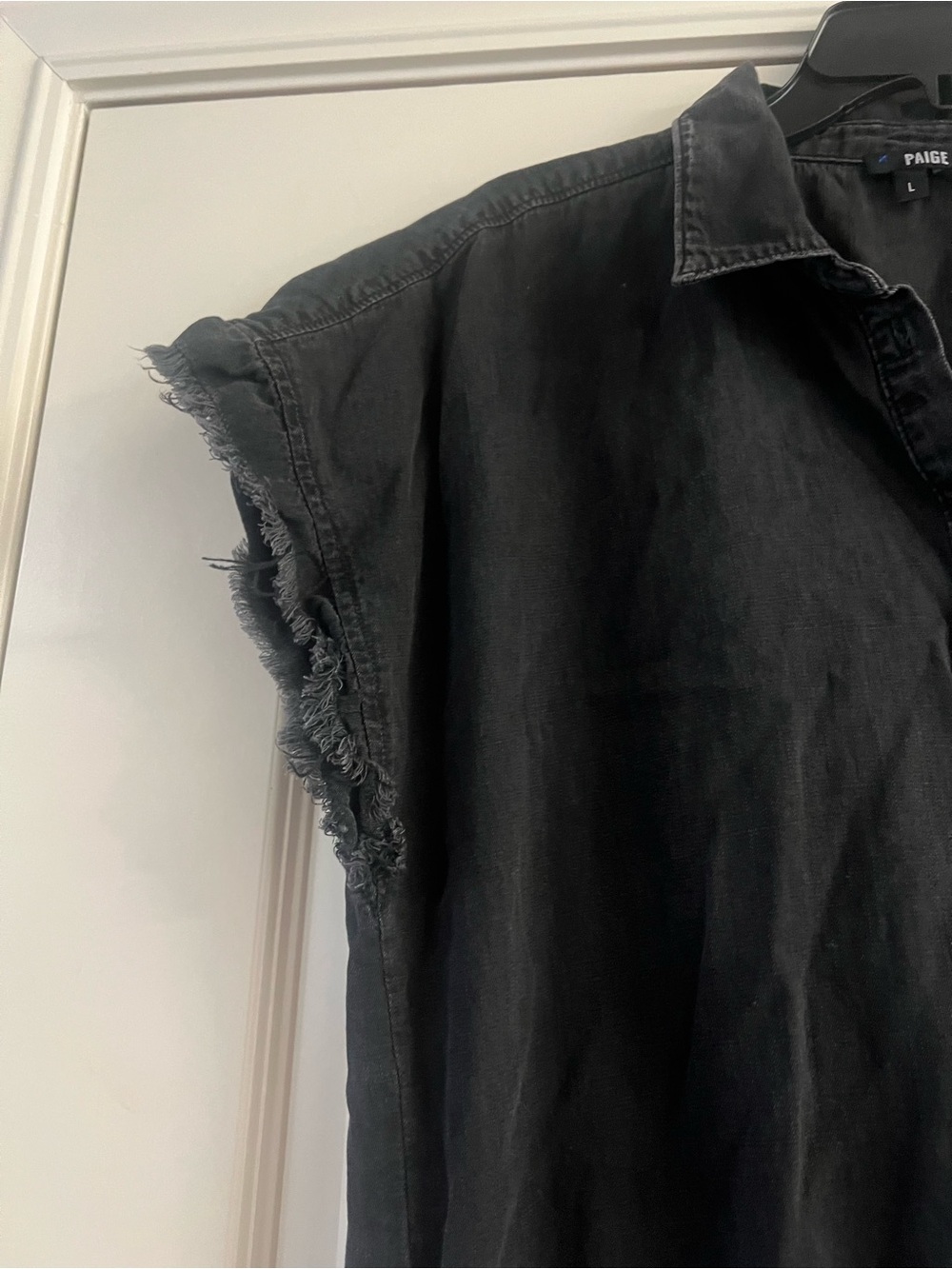 PAIGE Jaylin button-down denim shirt dress in a faded black wash - Picture 7 of 11